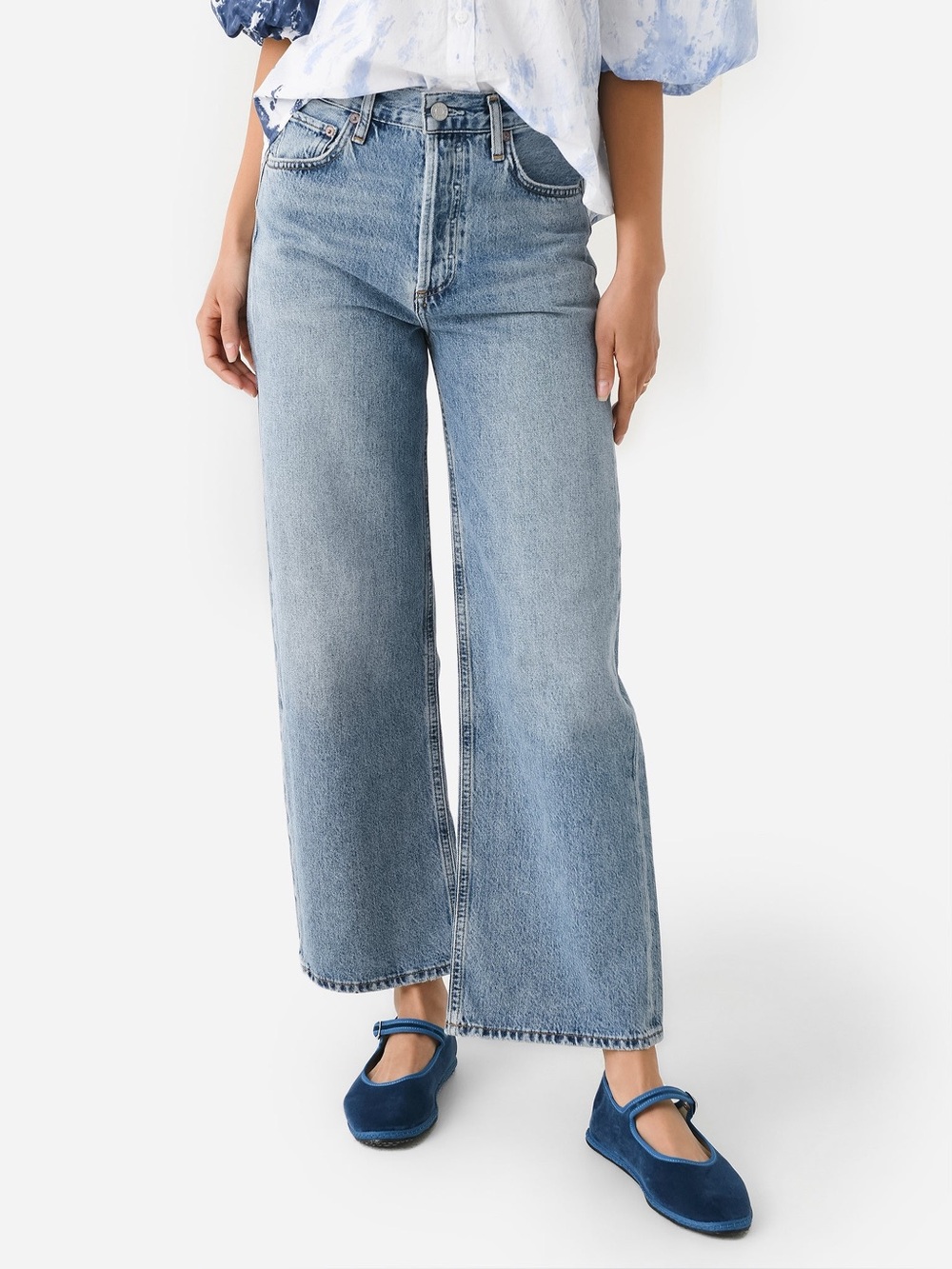 AGOLDE Ren Wide Leg Jeans in Disclosure Light Wash Relaxed Size 28